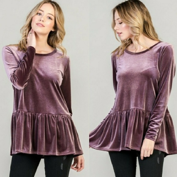Nordstrom Tops - Velvet Plum Peplum Top